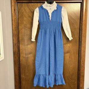 Peasant Maxi Dress XS/S? Handmade? Long Sleeve Flower Prairie Cottage Polka Dots